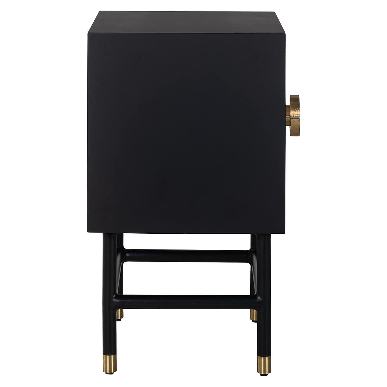 Richmond Interiors Novas Black Mango Wood & Bone Bedside Table