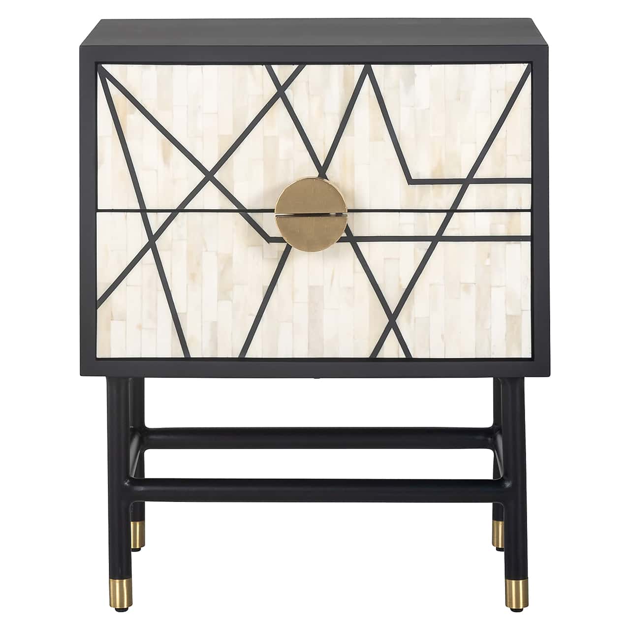 Richmond Interiors Novas Black Mango Wood & Bone Bedside Table