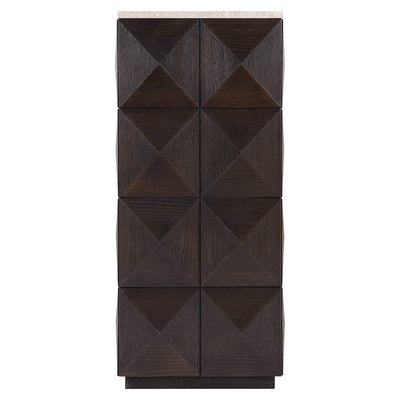 Richmond Interiors Claremont Brown Oak Wood & Stone Column Side Table