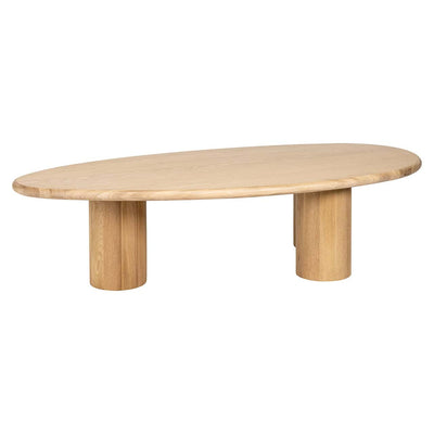 Richmond Interiors Oakley Carved Natural Oak Wood Oval Coffee Table