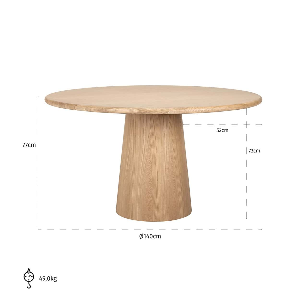 Richmond Interiors Oakley Carved Natural Oak Wood Round Dining Table
