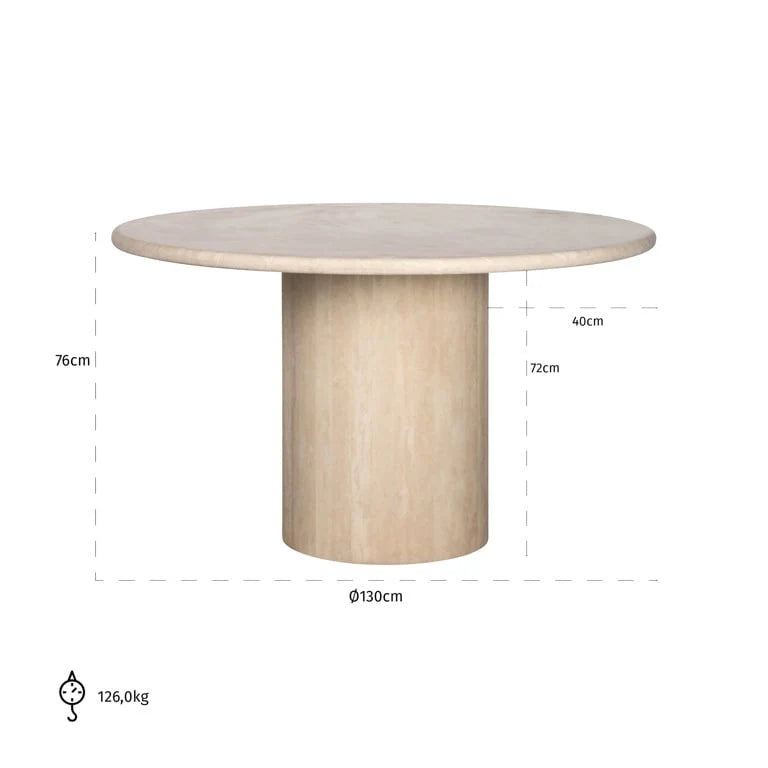 Richmond Interiors Renaissance Italian Travertine Beige Round 130cm Dining Table