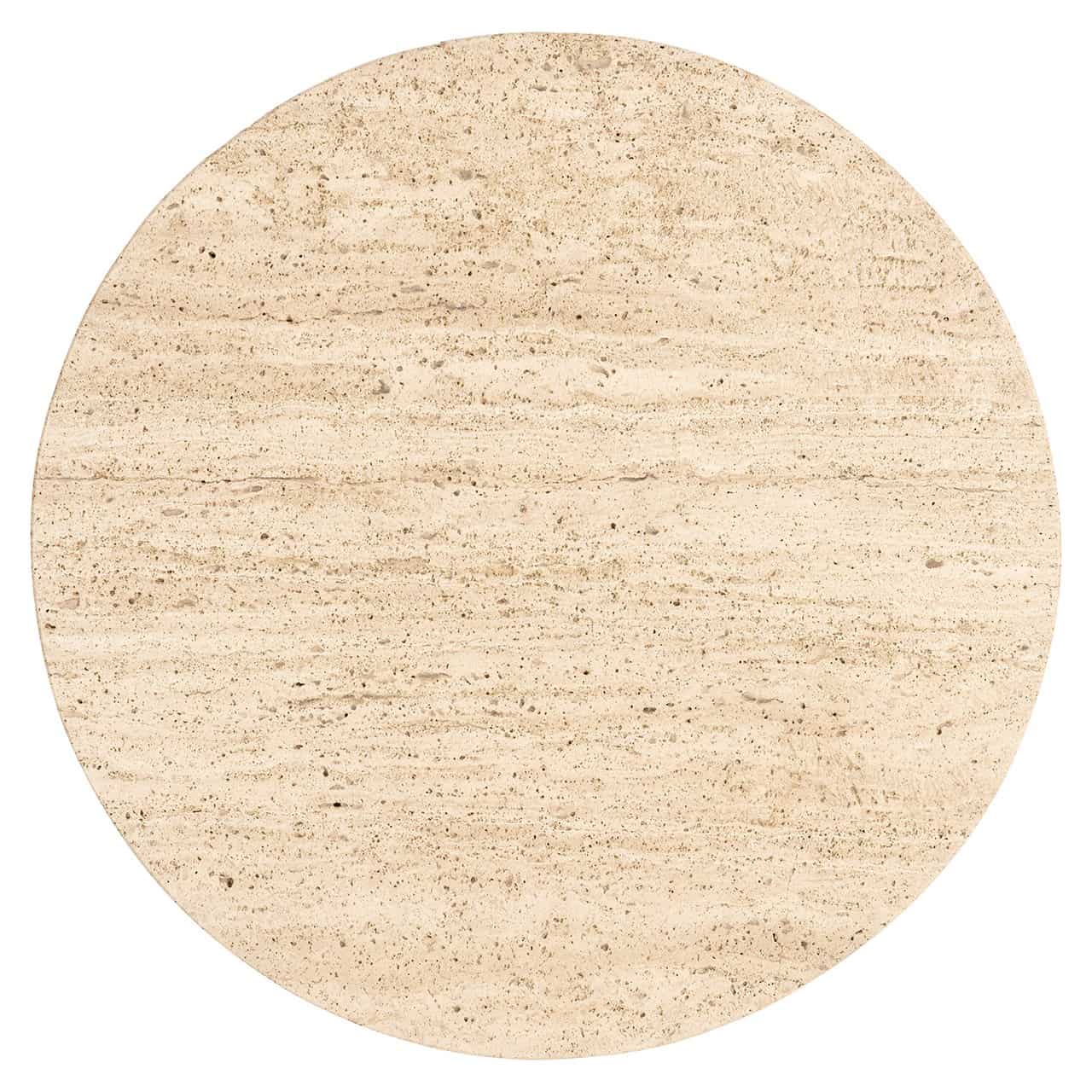 Richmond Interiors Hampton Black Wood & Beige Travertine Round Side Table