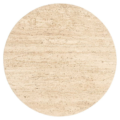 Richmond Interiors Hampton Black Wood & Beige Travertine Round Side Table