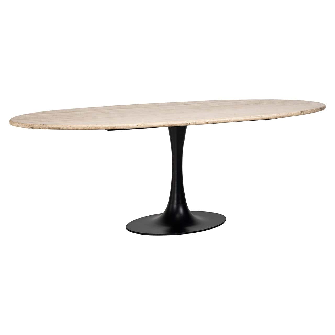 Richmond Interiors Hampton Beige Travertine Oval Dining Table | 8 Seater