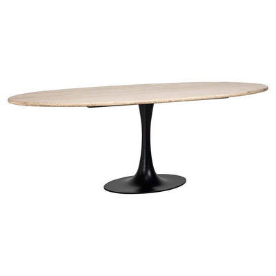 Richmond Interiors Hampton Beige Travertine Oval Dining Table | 8 Seater