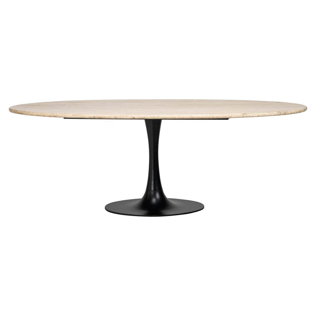 Richmond Interiors Hampton Beige Travertine Oval Dining Table | 8 Seater