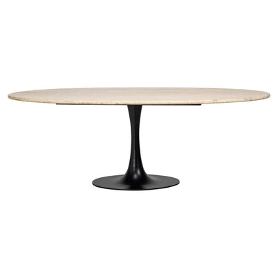 Richmond Interiors Hampton Beige Travertine Oval Dining Table | 8 Seater