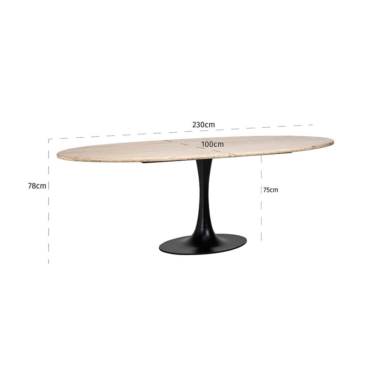 Richmond Interiors Hampton Beige Travertine Oval Dining Table | 8 Seater
