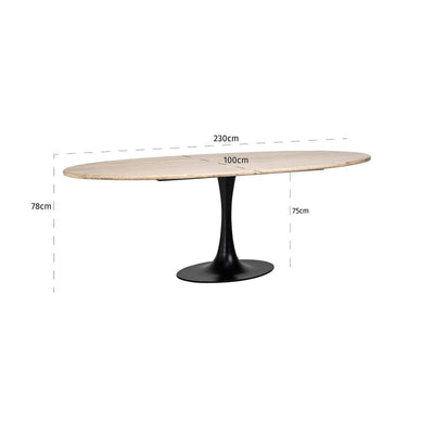 Richmond Interiors Hampton Beige Travertine Oval Dining Table | 8 Seater