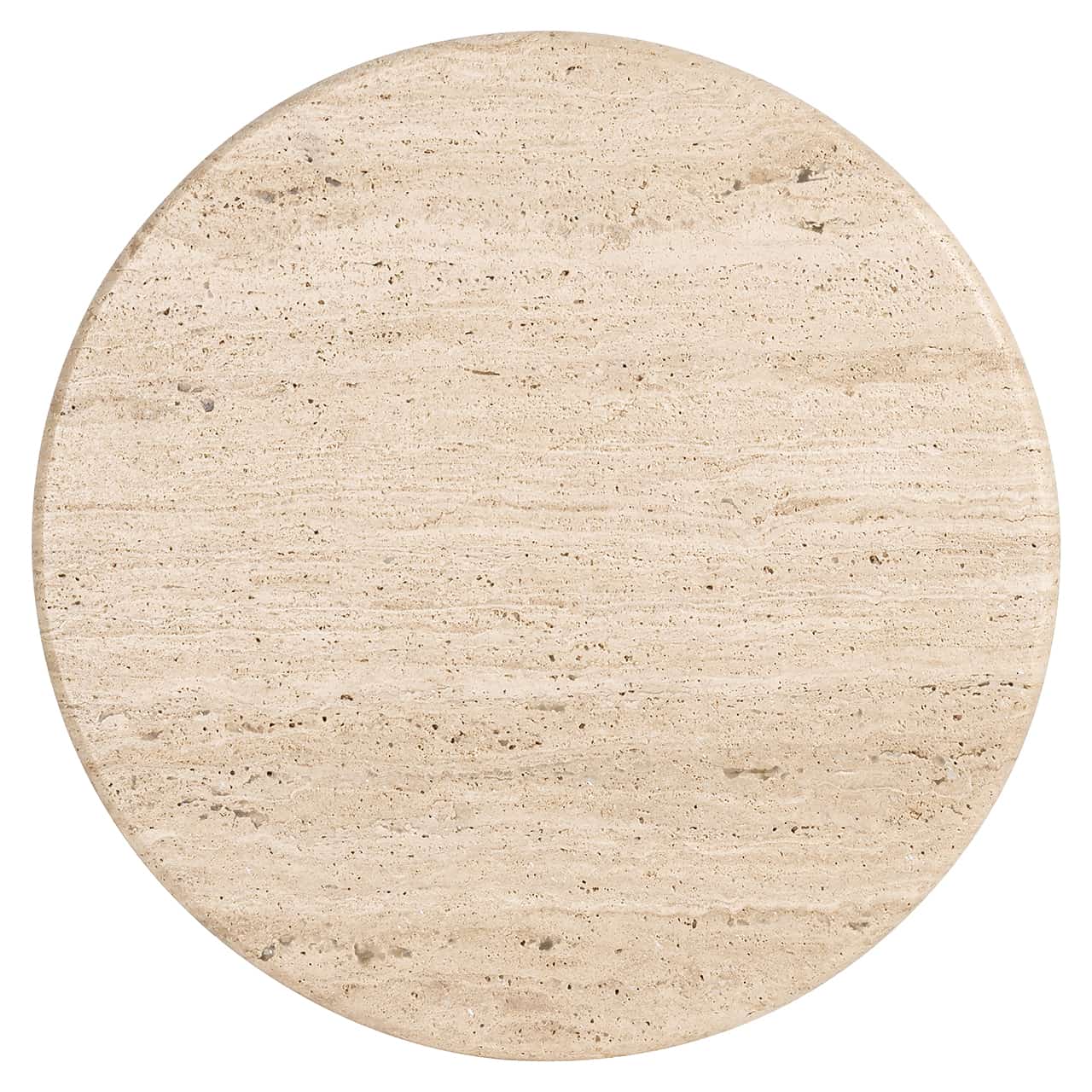 Richmond Interiors Douglas Beige Travertine & Brown Mango Wood Round Side Table