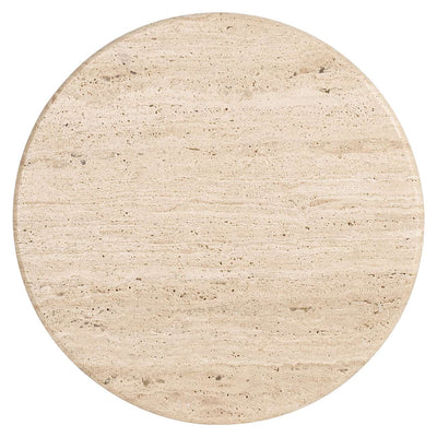 Richmond Interiors Douglas Beige Travertine & Brown Mango Wood Round Side Table