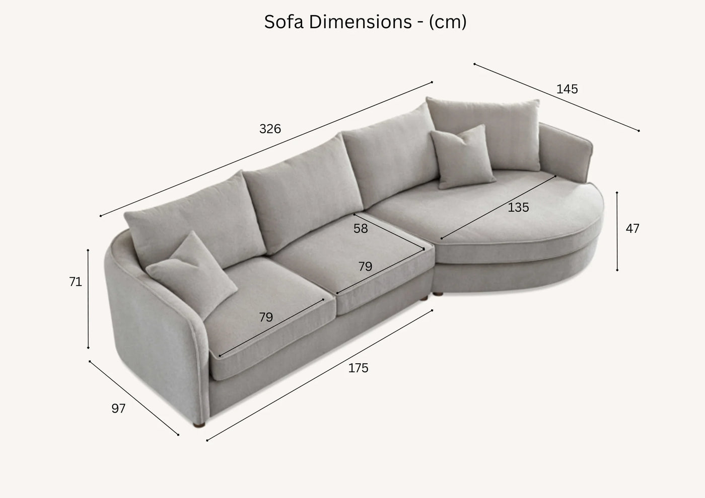 The Pebble Grey Boucle Corner Premium Sofa Fabric