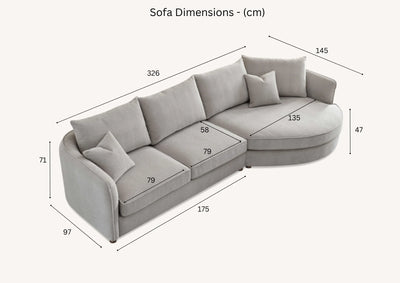 The Pebble Grey Boucle Corner Premium Sofa Fabric
