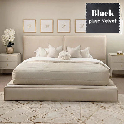 The Milo Chunky Upholstered Plush Velvet Piped Bed Frame