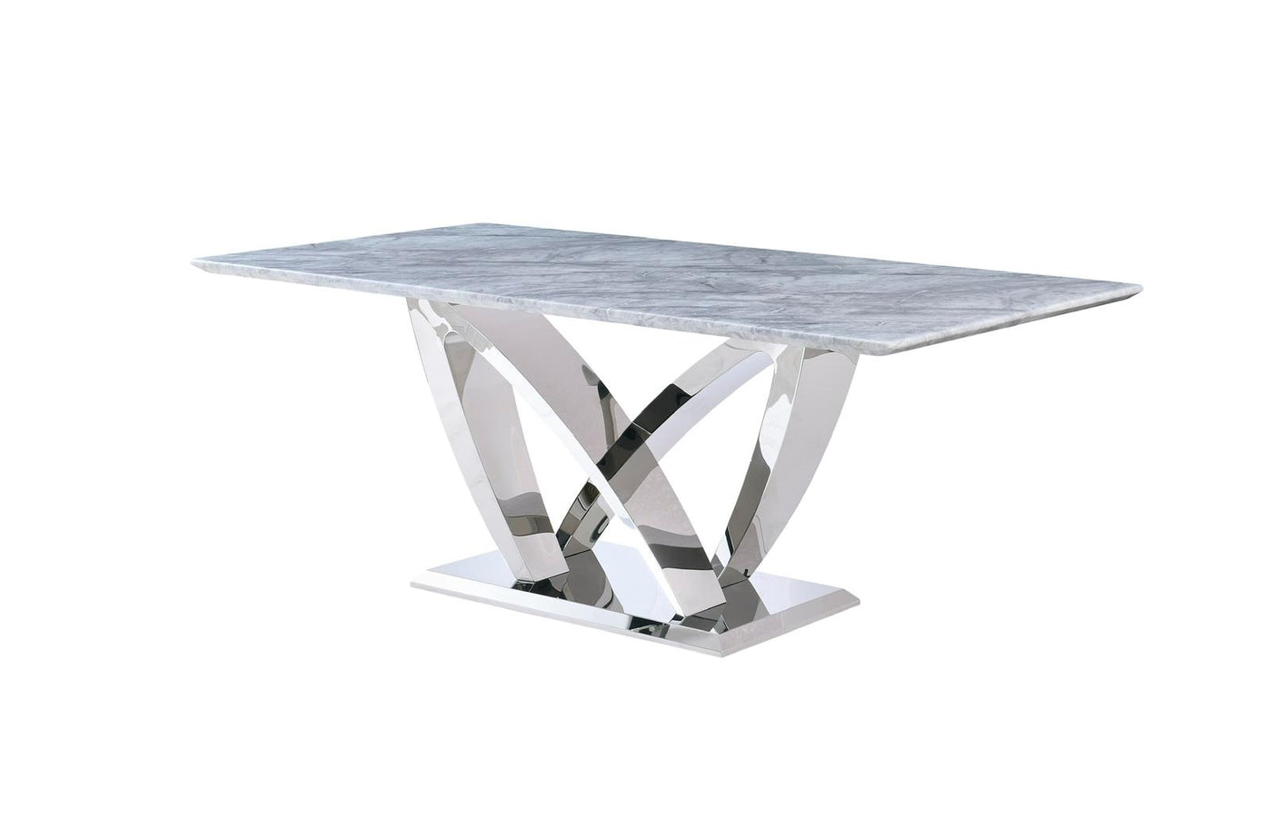 Amara 180cm Grey Marble & Chrome Dining Table
