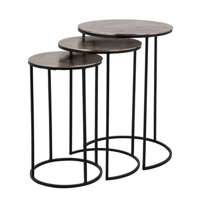 Richmond Interiors Nolan Champagne Gold Side Table Nest | Set of 3