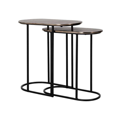 Richmond Interiors Chandon Champagne Gold Side Table Nest | Set of 2
