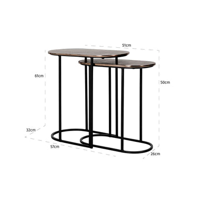 Richmond Interiors Chandon Champagne Gold Side Table Nest | Set of 2
