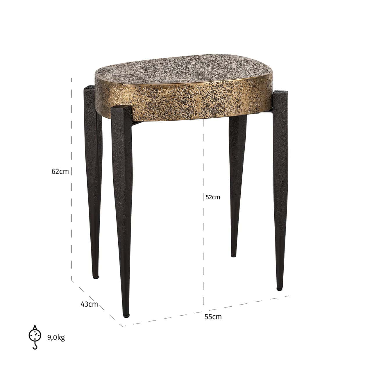 Richmond Interiors Declan Textured Black & Gold Side Table
