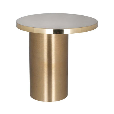 Richmond Interiors Naya Brushed Gold & White Round Side Table