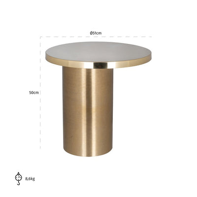 Richmond Interiors Naya Brushed Gold & White Round Side Table
