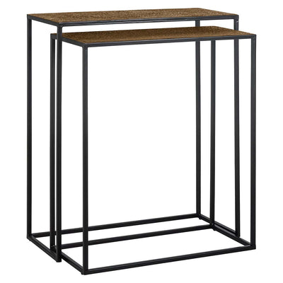 Richmond Interiors Bristol Textured Gold Console Table Nest | Set of 2