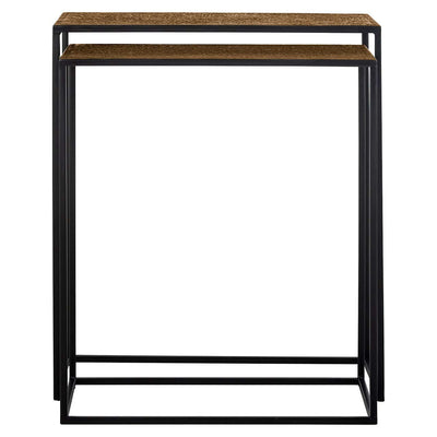 Richmond Interiors Bristol Textured Gold Console Table Nest | Set of 2