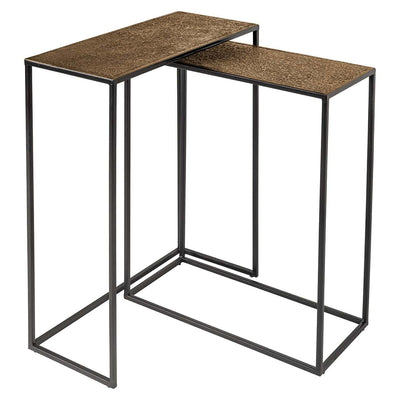 Richmond Interiors Bristol Textured Gold Console Table Nest | Set of 2