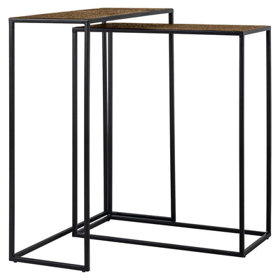 Richmond Interiors Bristol Textured Gold Console Table Nest | Set of 2