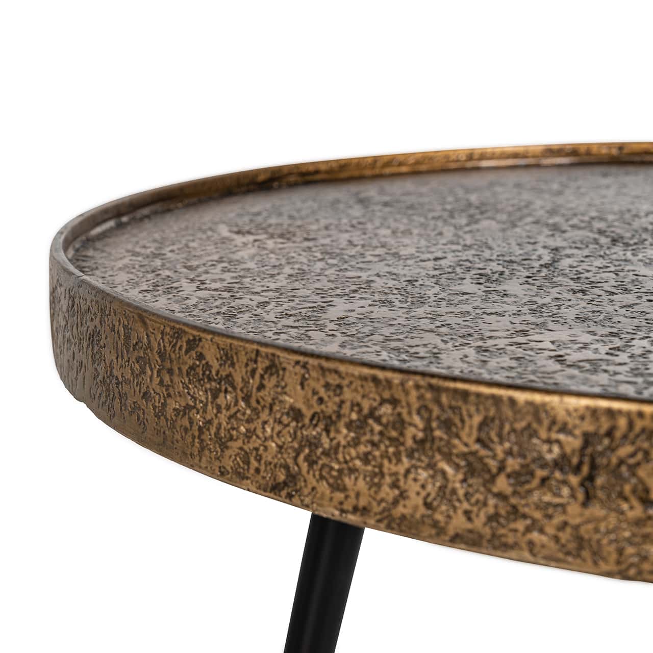 Richmond Interiors Luton Textured Gold Round Coffee Table Nest | Set of 3