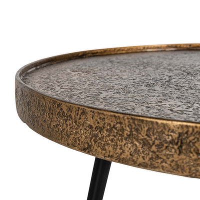 Richmond Interiors Luton Textured Gold Round Coffee Table Nest | Set of 3