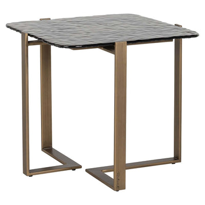 Richmond Interiors Sterling Bronze & Smoked Glass Square Side Table