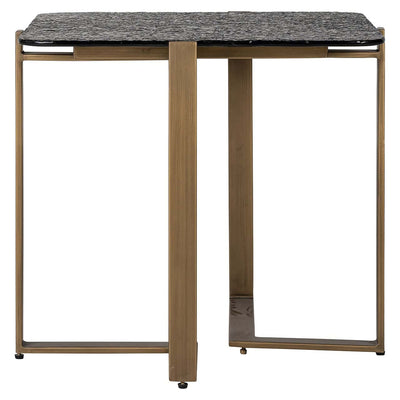 Richmond Interiors Sterling Bronze & Smoked Glass Square Side Table