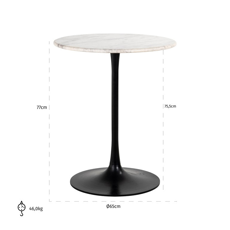 Richmond Interiors Carlten Round Bistro Table with White Carrara Marble Top