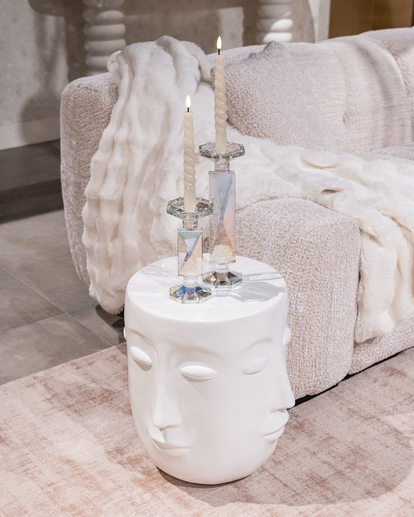 Richmond Interiors Christy White Face Round Side Table
