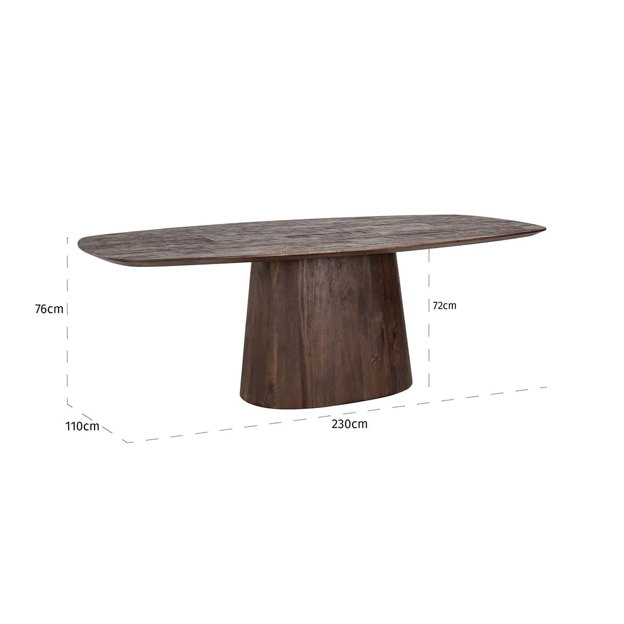 Richmond Interiors Alix Danish Dark Brown Mango Wood Oval Dining Table | 8 Seater