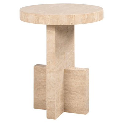 Richmond Interiors Biltmore Italian Travertine Beige Side Table