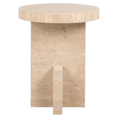 Richmond Interiors Biltmore Italian Travertine Beige Side Table