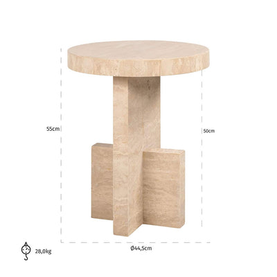 Richmond Interiors Biltmore Italian Travertine Beige Side Table