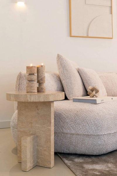 Richmond Interiors Biltmore Italian Travertine Beige Side Table