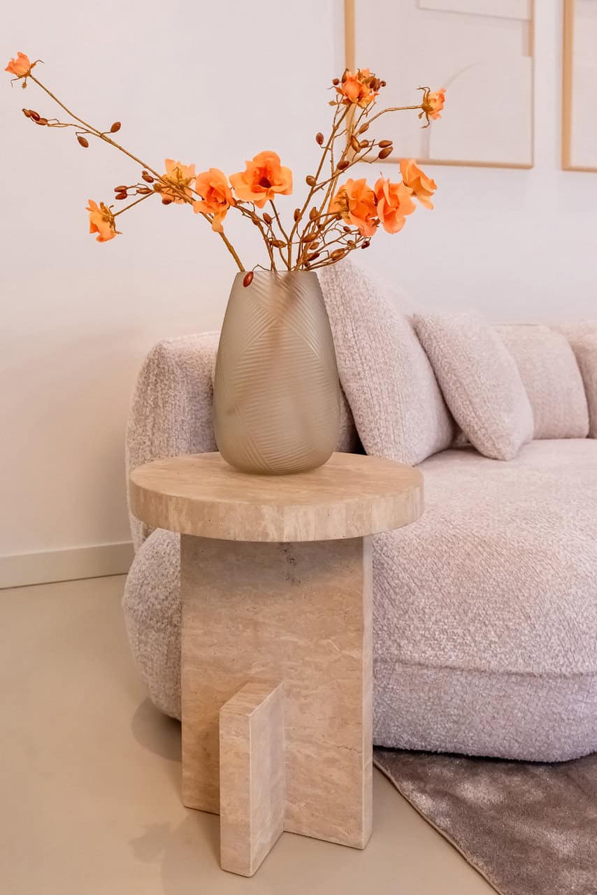 Richmond Interiors Biltmore Italian Travertine Beige Side Table