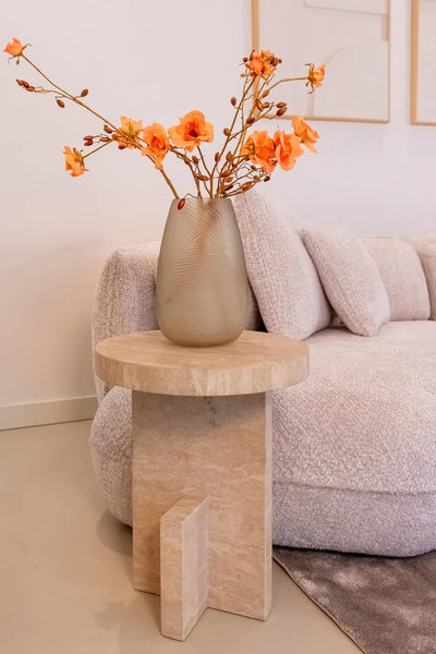 Richmond Interiors Biltmore Italian Travertine Beige Side Table