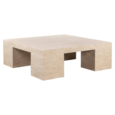 Richmond Interiors Biltmore Italian Travertine Beige Square Coffee Table