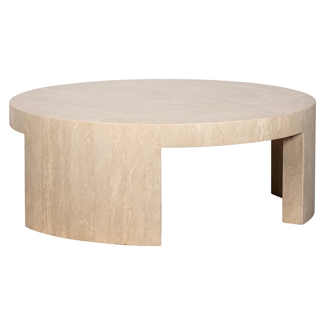 Richmond Interiors Biltmore Italian Beige Travertine Round Coffee Table