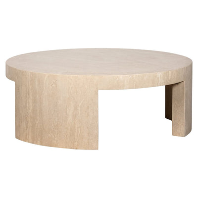 Richmond Interiors Biltmore Italian Beige Travertine Round Coffee Table