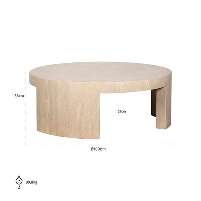 Richmond Interiors Biltmore Italian Beige Travertine Round Coffee Table