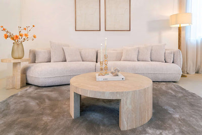 Richmond Interiors Biltmore Italian Travertine Beige Side Table