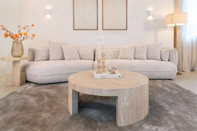 Richmond Interiors Biltmore Italian Travertine Beige Side Table