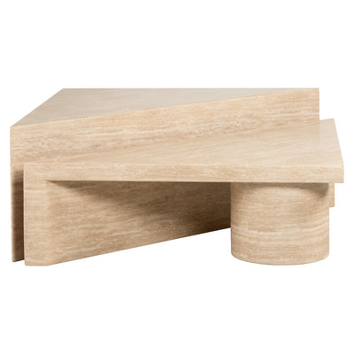 Richmond Interiors Fictus Beige Travertine Triangle Puzzle Coffee Table | Set of 2